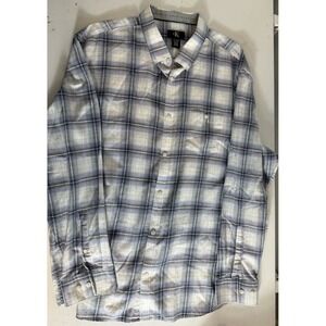 Blue Plaid Mens Calvin Klein Button Down Shirt Sz XL Lightweight Long Sleeve EUC